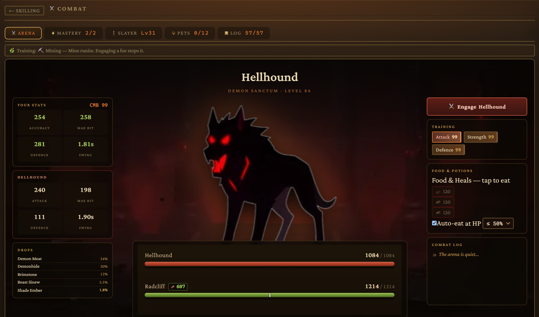 Fighting a Hellhound in the Demon Sanctum
